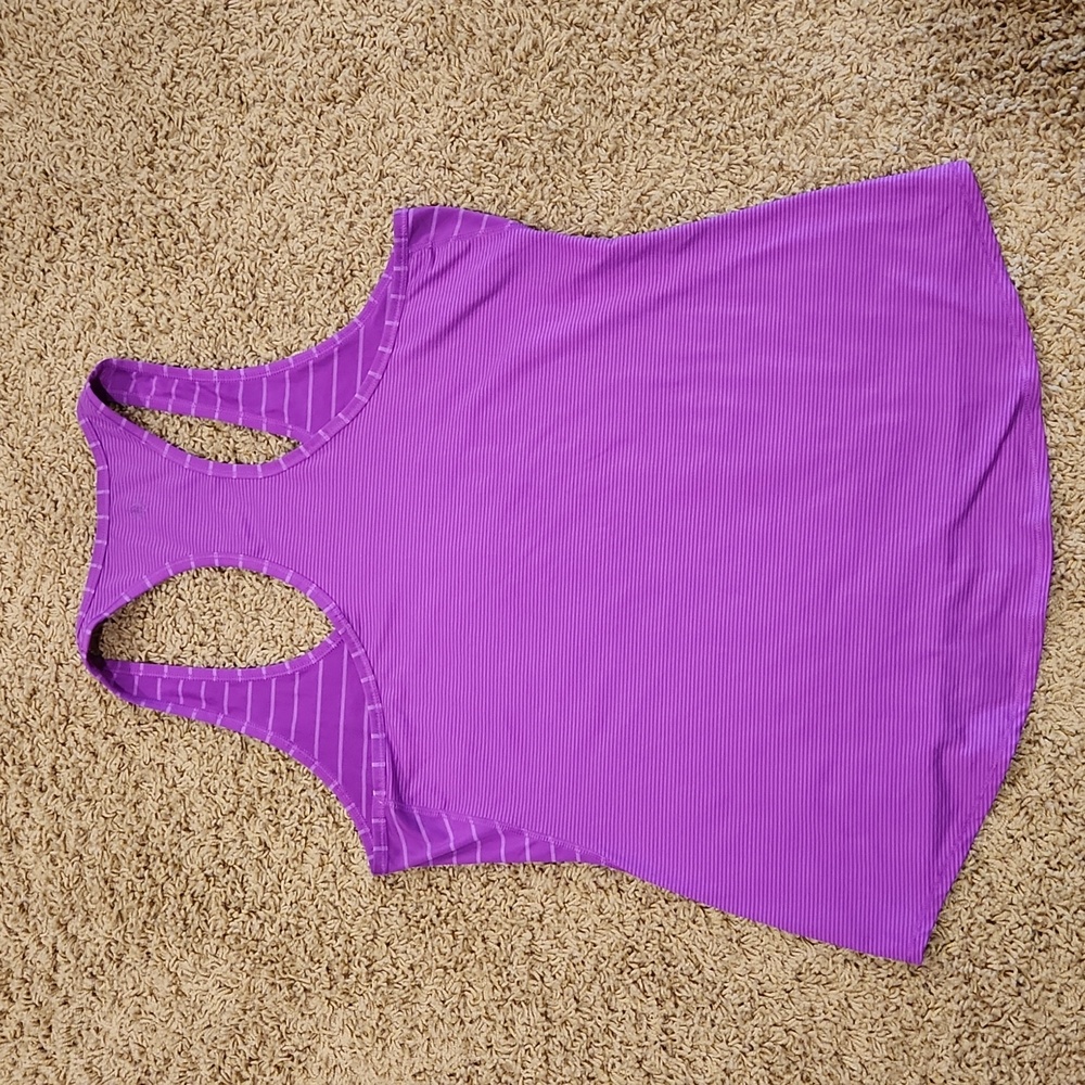 Athleta large purple stripe tank top - Picture 2 of 8